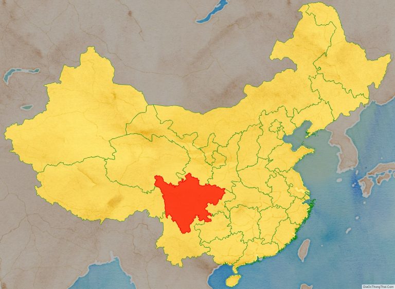 Vị trí địa lý tỉnh Tứ Xuyên trên bản đồ Trung Quốc