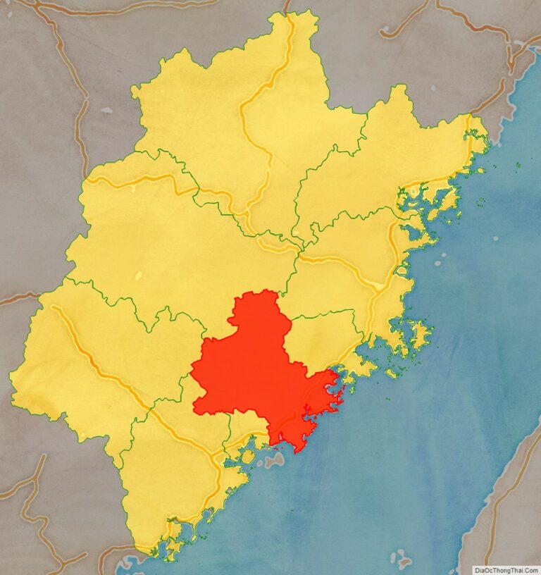 Vị trí địa lý Tuyền Châu bên trong tỉnh Phúc Kiến
