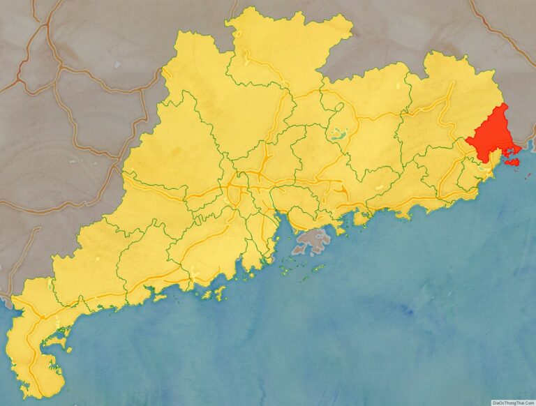 Vị trí địa lý Triều Châu bên trong tỉnh Quảng Đông