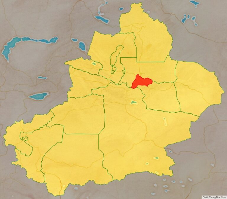 Vị trí địa lý Ürümqi (Ô Lỗ Mộc Tề) bên trong khu tự trị Tân Cương