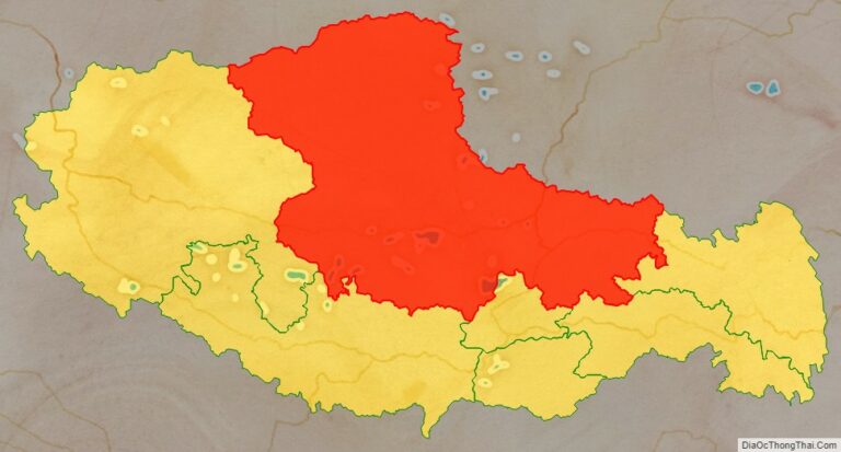 Vị trí địa lý Nagqu (Na Khúc) bên trong khu tự trị Tây Tạng