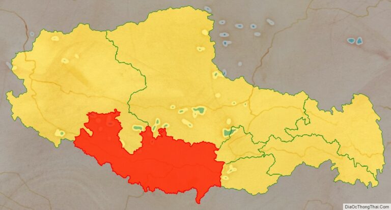 Vị trí địa lý Xigazê (Nhật Khách Tắc) bên trong khu tự trị Tây Tạng