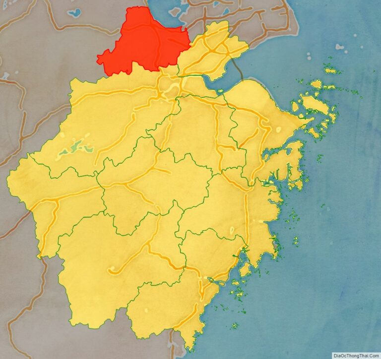 Vị trí địa lý Hồ Châu bên trong tỉnh Chiết Giang