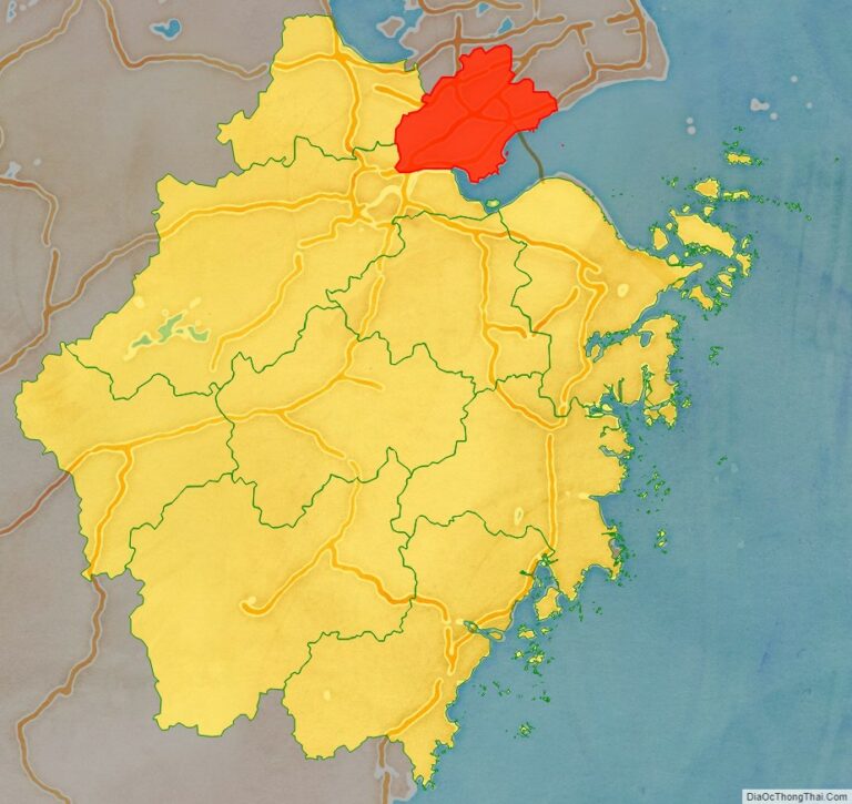 Vị trí địa lý Gia Hưng bên trong tỉnh Chiết Giang