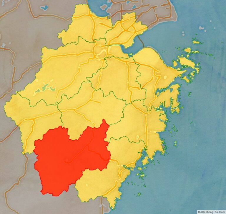 Vị trí địa lý Lệ Thuỷ bên trong tỉnh Chiết Giang
