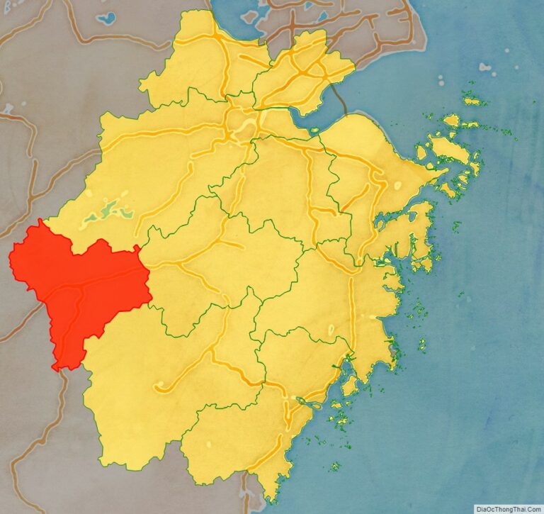 Vị trí địa lý Cù Châu bên trong tỉnh Chiết Giang