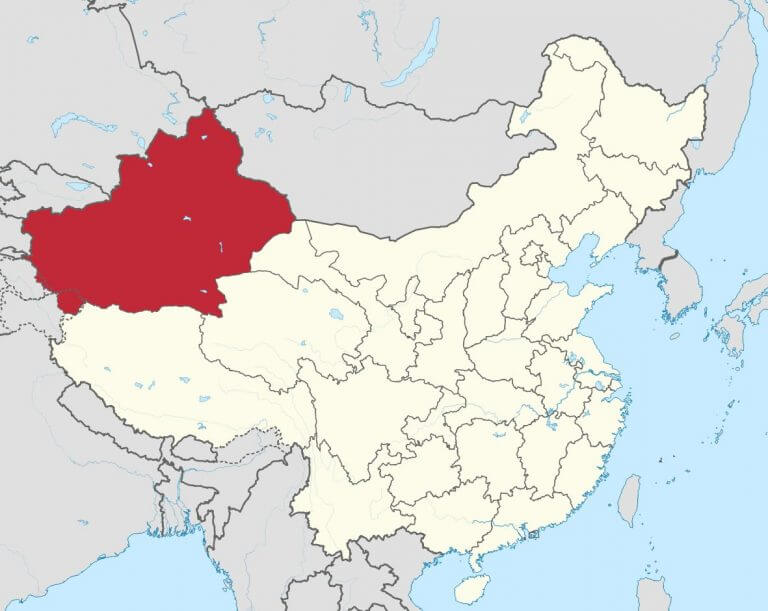 Bản đồ vị trí khu tự trị Tân Cương