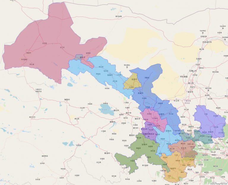 Bản đồ hành chính tỉnh Cam Túc