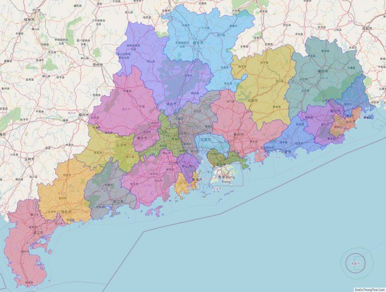 Bản đồ hành chính tỉnh Quảng Đông