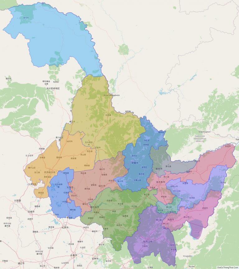 Bản đồ hành chính tỉnh Hắc Long Giang
