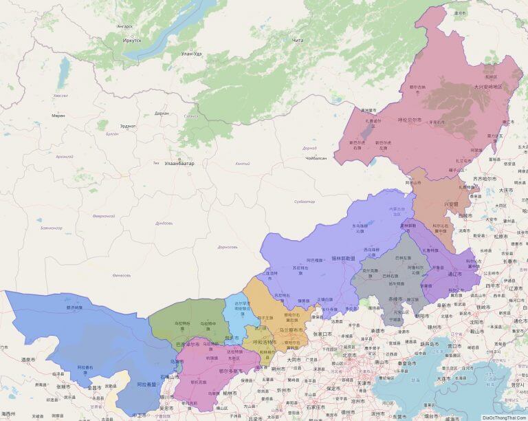 Bản đồ hành chính khu tự trị Nội Mông