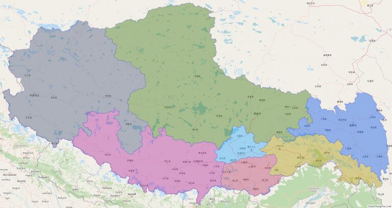 Bản đồ hành chính khu tự trị Tây Tạng