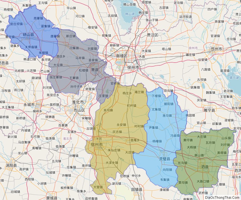 Bản đồ hành chính Túc Châu, tỉnh An Huy