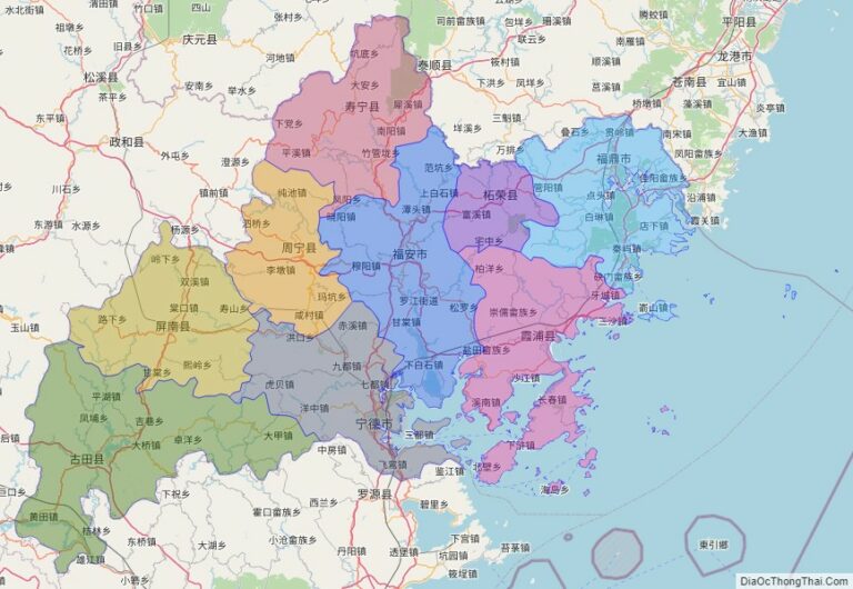 Bản đồ hành chính Ninh Đức, tỉnh Phúc Kiến