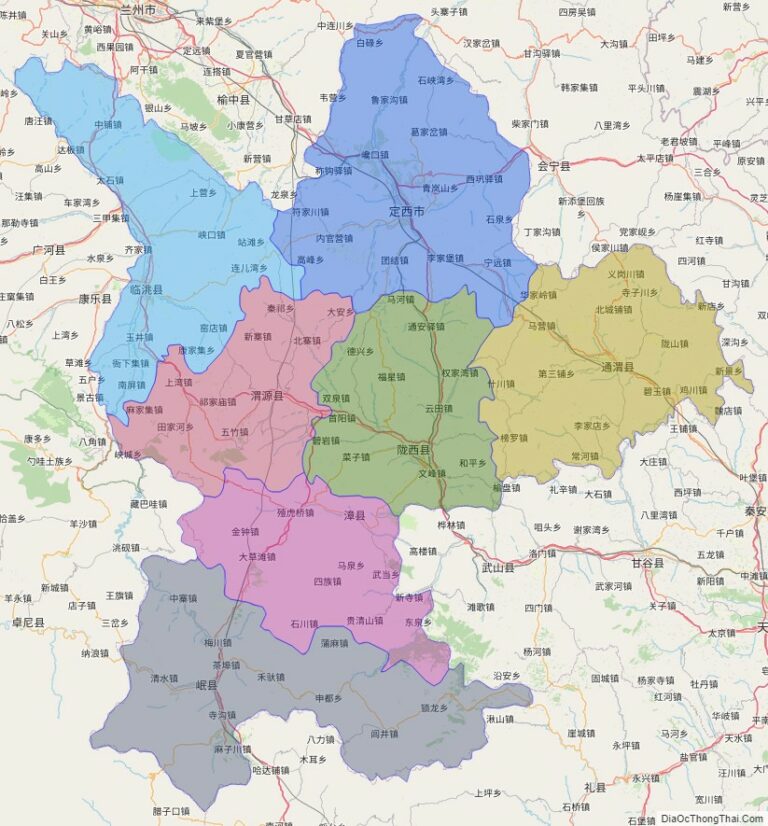 Bản đồ hành chính Định Tây, tỉnh Cam Túc