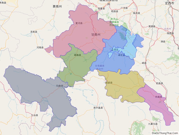 Bản đồ hành chính Cam Nam, tỉnh Cam Túc
