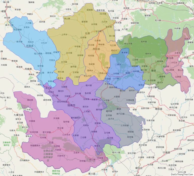 Bản đồ hành chính Lũng Nam, tỉnh Cam Túc