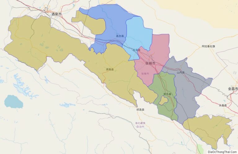 Bản đồ hành chính Trương Dịch, tỉnh Cam Túc