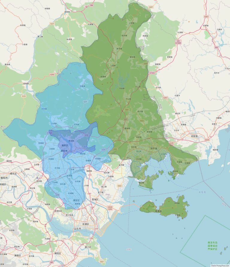 Bản đồ hành chính Triều Châu, tỉnh Quảng Đông