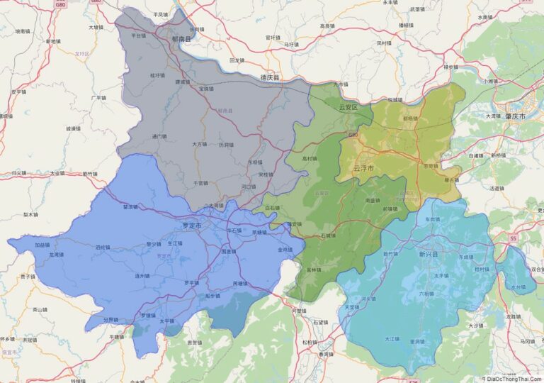Bản đồ hành chính Vân Phù, tỉnh Quảng Đông