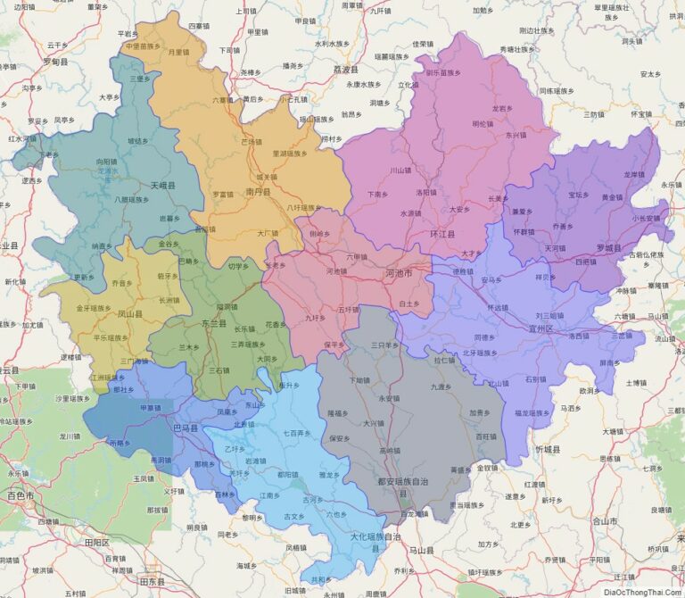 Bản đồ hành chính Hà Trì, khu tự trị Quảng Tây