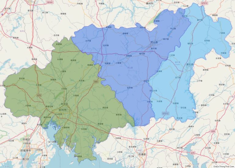 Bản đồ hành chính Khâm Châu, khu tự trị Quảng Tây