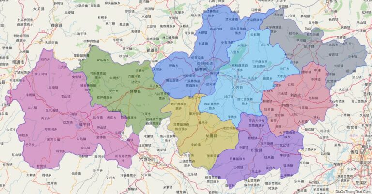 Bản đồ hành chính Tất Tiết, tỉnh Quý Châu