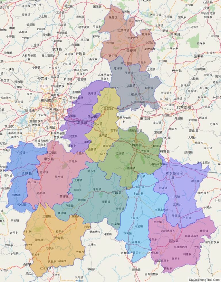 Bản đồ hành chính Kiềm Nam, tỉnh Quý Châu