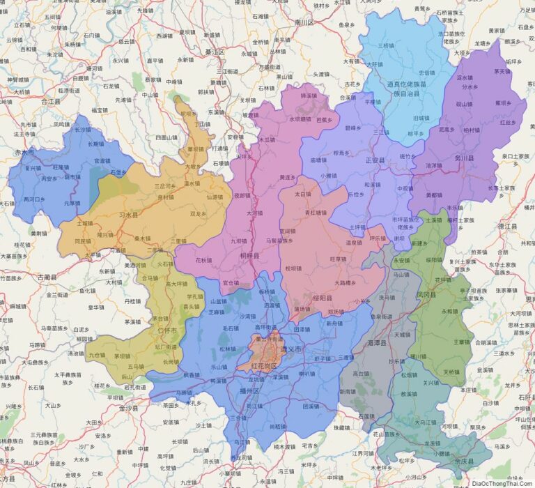 Bản đồ hành chính Tuân Nghĩa, tỉnh Quý Châu