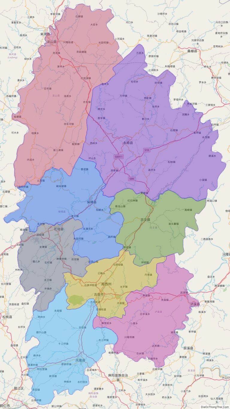 Bản đồ hành chính Tương Tây, tỉnh Hồ Nam