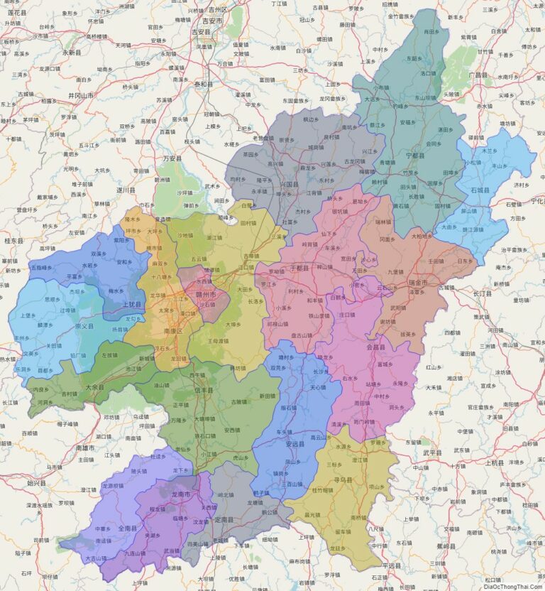 Bản đồ hành chính Cám Châu, tỉnh Giang Tây