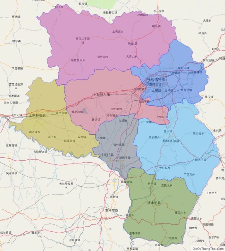 Bản đồ hành chính Hohhot, khu tự trị Nội Mông