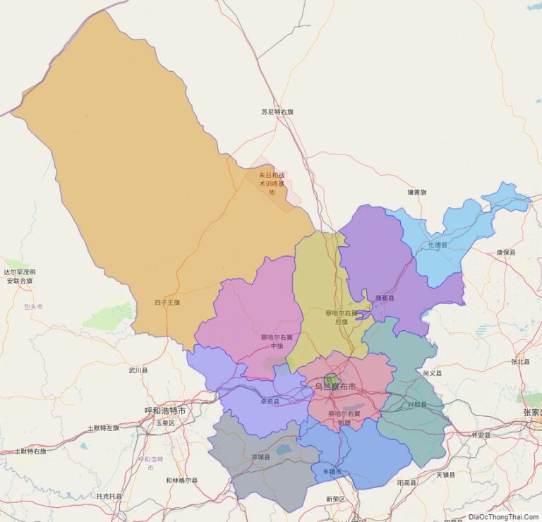Bản đồ hành chính Ulaan Chab, khu tự trị Nội Mông