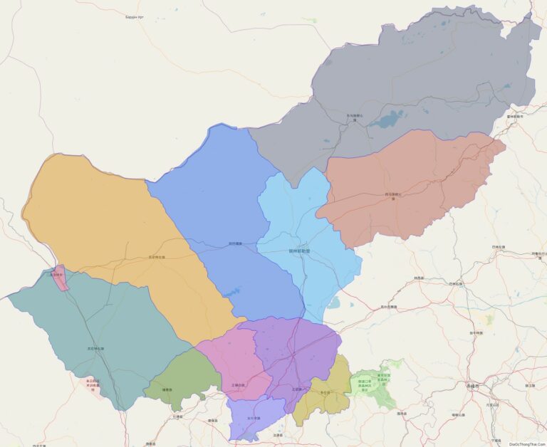 Bản đồ hành chính Xilin Gol (Tích Lâm Quách Lặc), khu tự trị Nội Mông