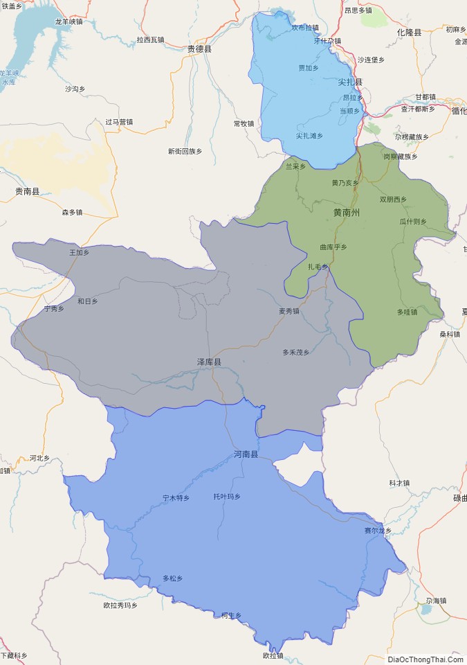 Bản đồ hành chính Hoàng Nam, tỉnh Thanh Hải