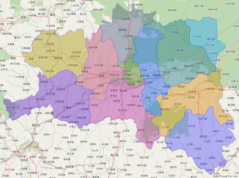 Bản đồ hành chính Hán Trung, tỉnh Thiểm Tây