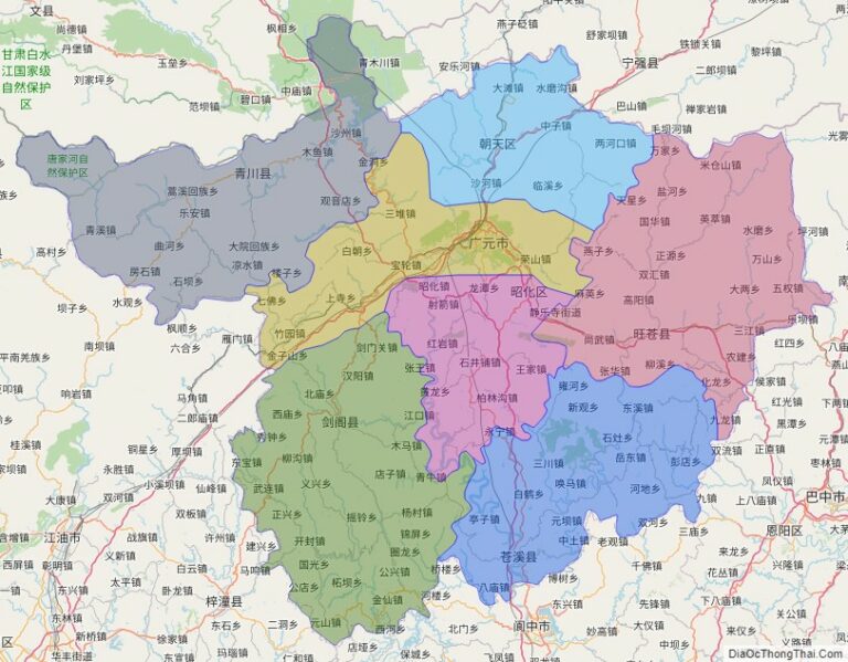 Bản đồ hành chính Quảng Nguyên, tỉnh Tứ Xuyên