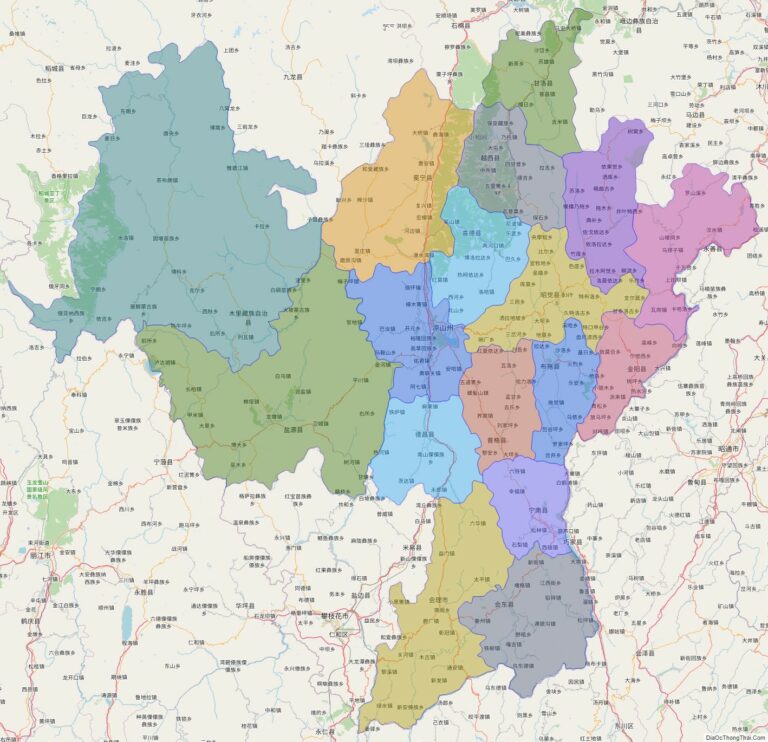 Bản đồ hành chính Lương Sơn, tỉnh Tứ Xuyên