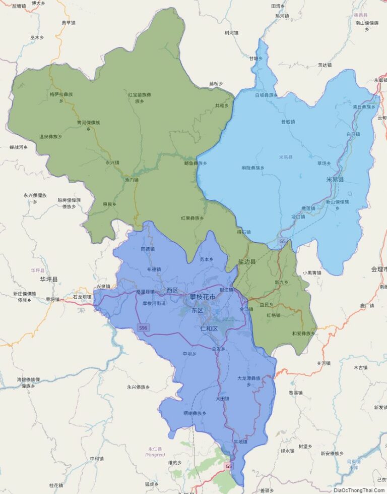 Bản đồ hành chính Phàn Chi Hoa, tỉnh Tứ Xuyên