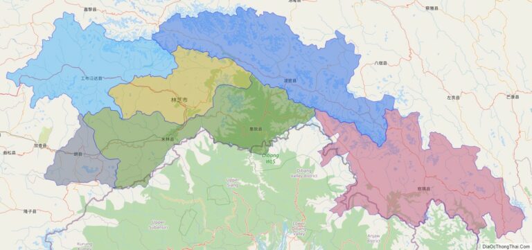 Bản đồ hành chính Nyingchi (Lâm Tri), khu tự trị Tây Tạng