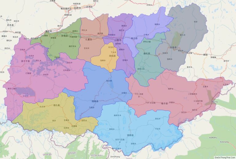 Bản đồ hành chính Sơn Nam, khu tự trị Tây Tạng