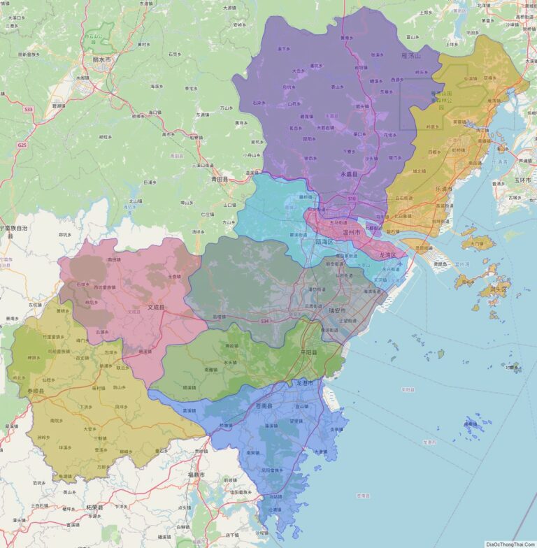 Bản đồ hành chính Ôn Châu, tỉnh Chiết Giang