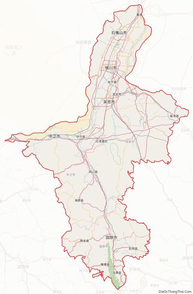 Bản đồ giao thông tỉnh Ninh Hạ