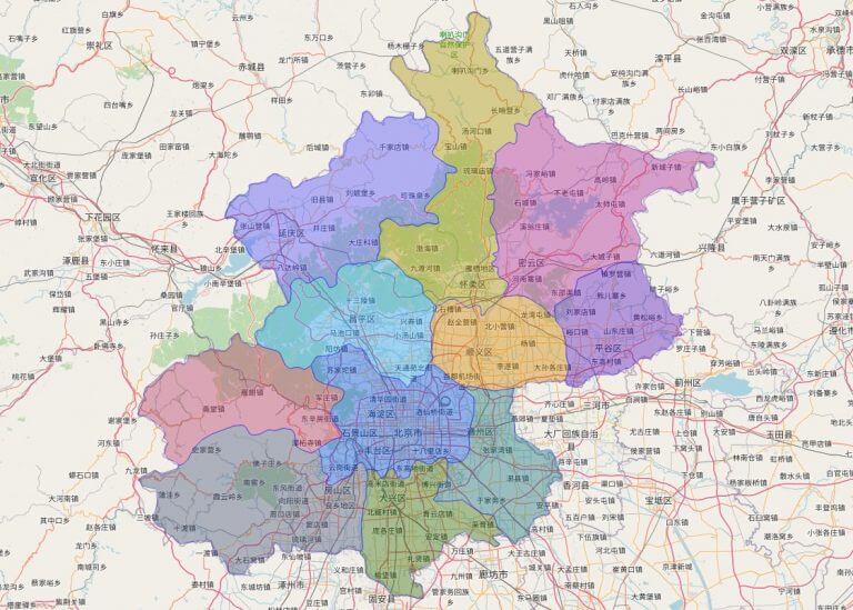 Bản đồ TP Bắc Kinh, Trung Quốc