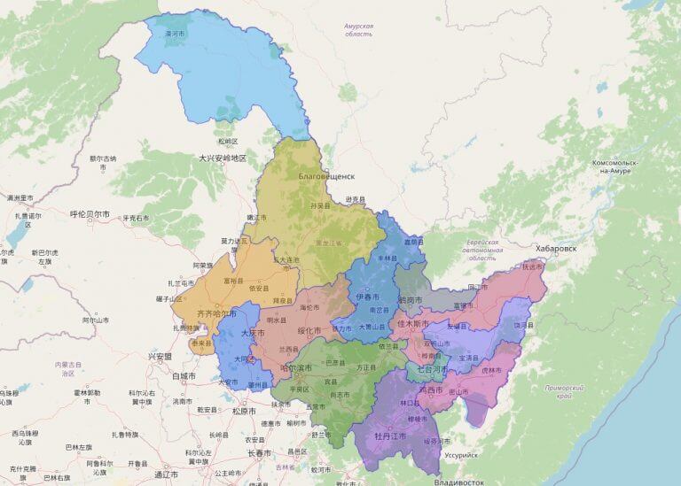 Bản đồ tỉnh Hắc Long Giang, Trung Quốc
