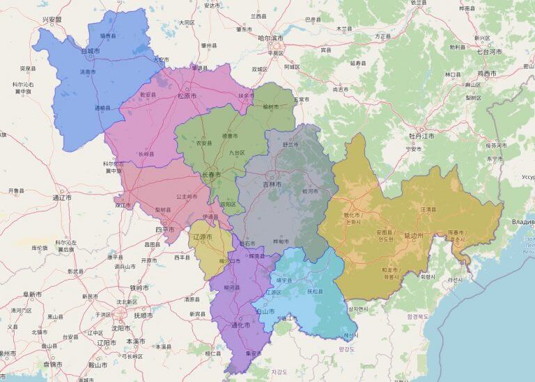 Bản đồ tỉnh Cát Lâm, Trung Quốc