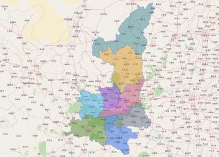 Bản đồ tỉnh Thiểm Tây, Trung Quốc