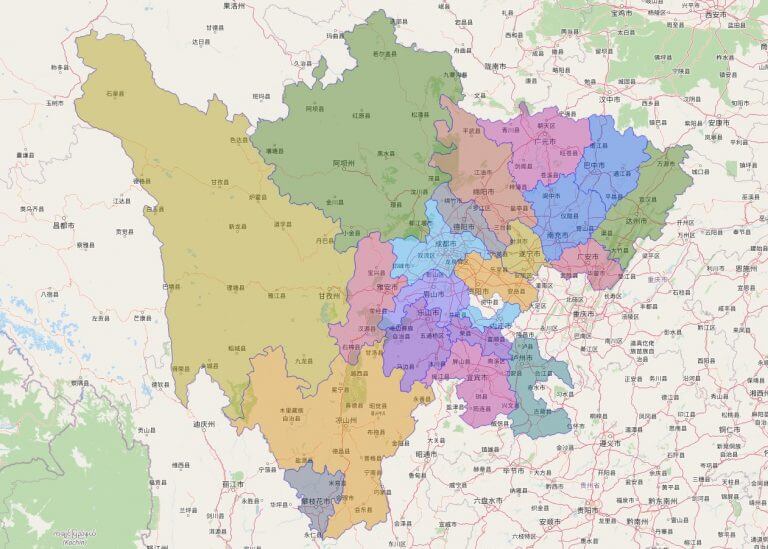 Bản đồ tỉnh Tứ Xuyên, Trung Quốc