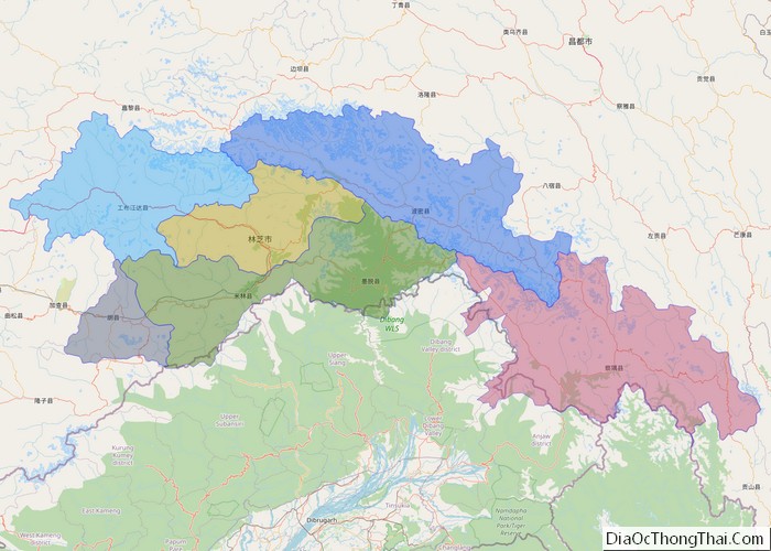 Vị trí và bản đồ  Nyingchi (Lâm Tri), khu tự trị Tây Tạng