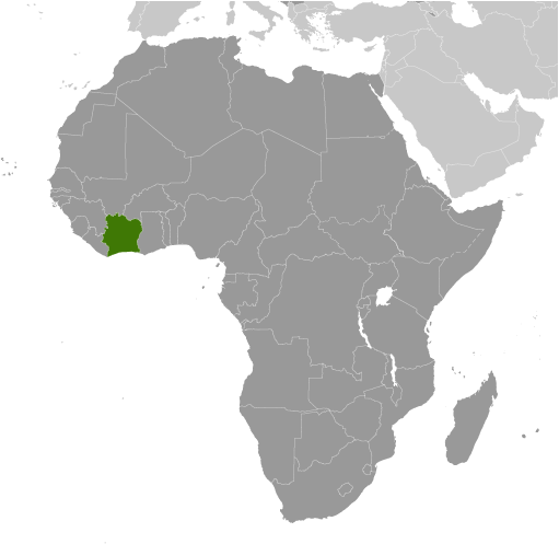 Bản đồ vị trí của Bờ Biển Ngà